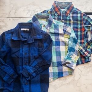 EUC Lot long sleeve button downs 3T blue plaids rockets of awesome J. Khaki